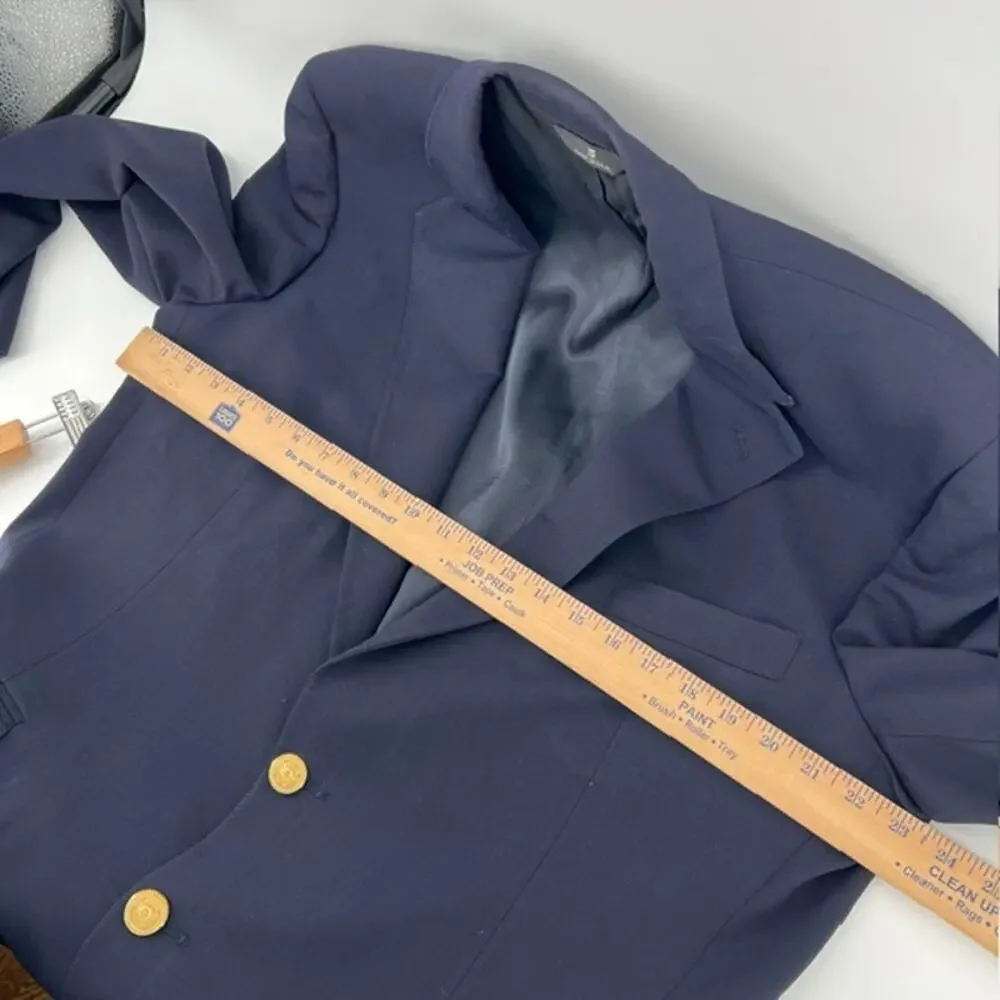 VTG Polo Ralph Lauren University Club Blazer Mens 44R Wool Blue Gold Button USA